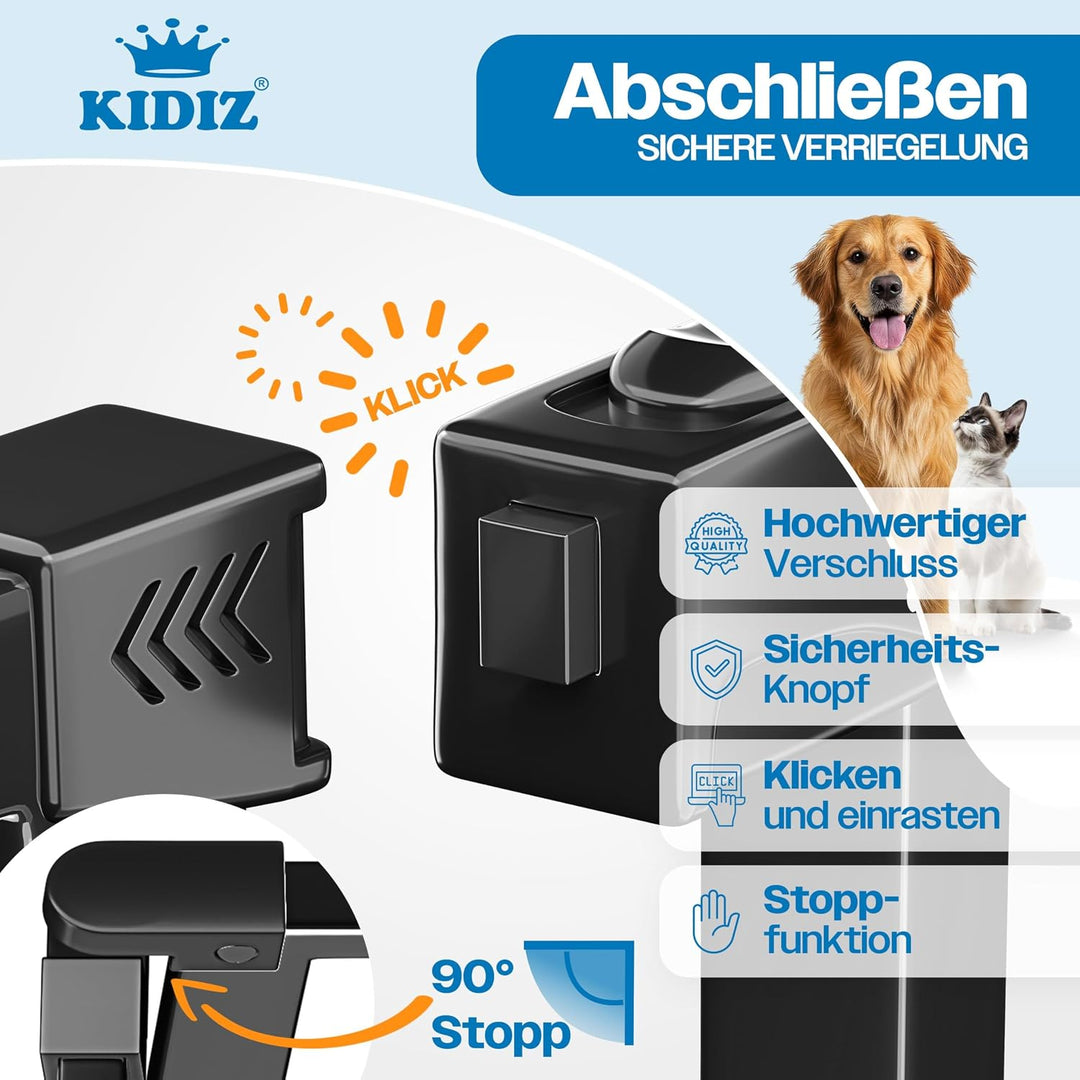 KIDIZ Absperrgitter zum Klemmen mit Katzenklappe, Türschutzgitter, Autoclose Kinder Treppengitter oh