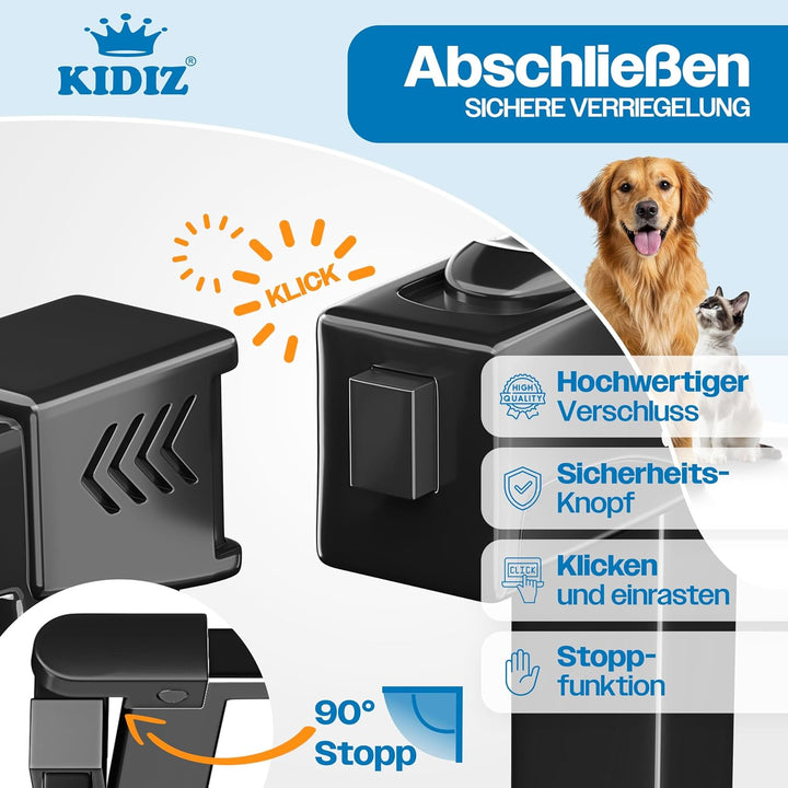 KIDIZ Absperrgitter zum Klemmen mit Katzenklappe, Türschutzgitter, Autoclose Kinder Treppengitter oh