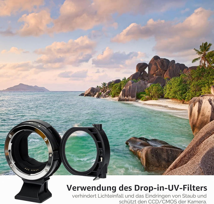 JJC EF - EOS R Adapter mit Drop-In C-PL + Variablem ND Filter, ersetzt Canon Drop-In Filter Mount Ad