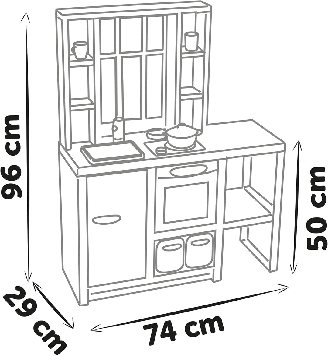 Smoby – Loft Spielküche Fleur – Kinderküche im modernen Loft-Stil mit Kochfeld, Ofen, Kühlschrank &
