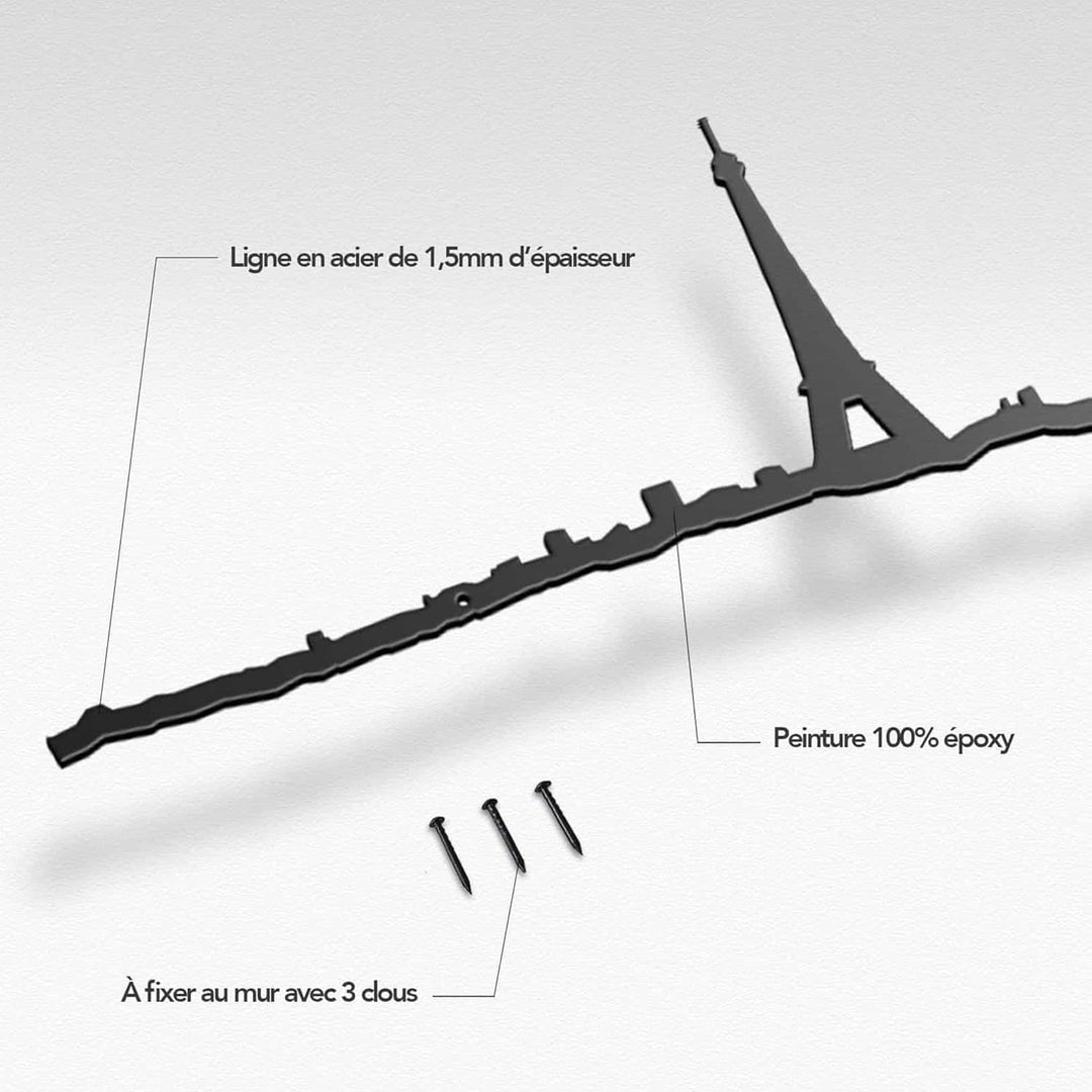 The Line Silhouette von Paris aus Metall, Wanddekoration