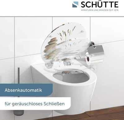 SCHÜTTE WC Sitz Holzkern BALANCE, Toilettensitz mit Absenkautomatik, passend für viele handelsüblich