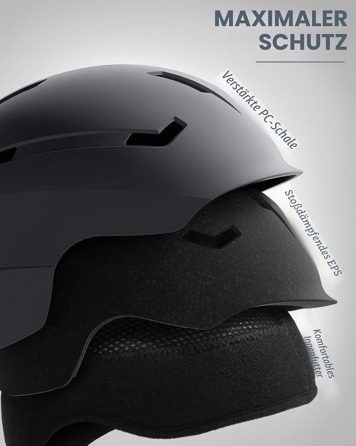 OutdoorMaster Skihelm-Set, Snowboard-Helm mit Brille für Erwachsene - 12 Belüftungsöffnungen - Skihe