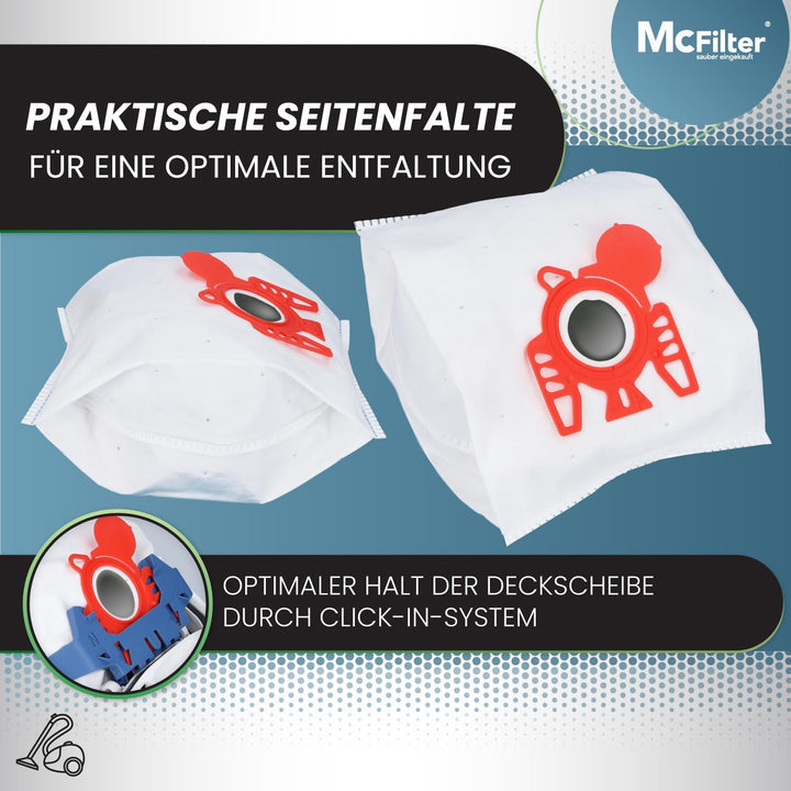 McFilter I 20 Staubsaugerbeutel geeignet für Miele Compact C2 EcoLine + 2 Motorschutzfilter, stabile