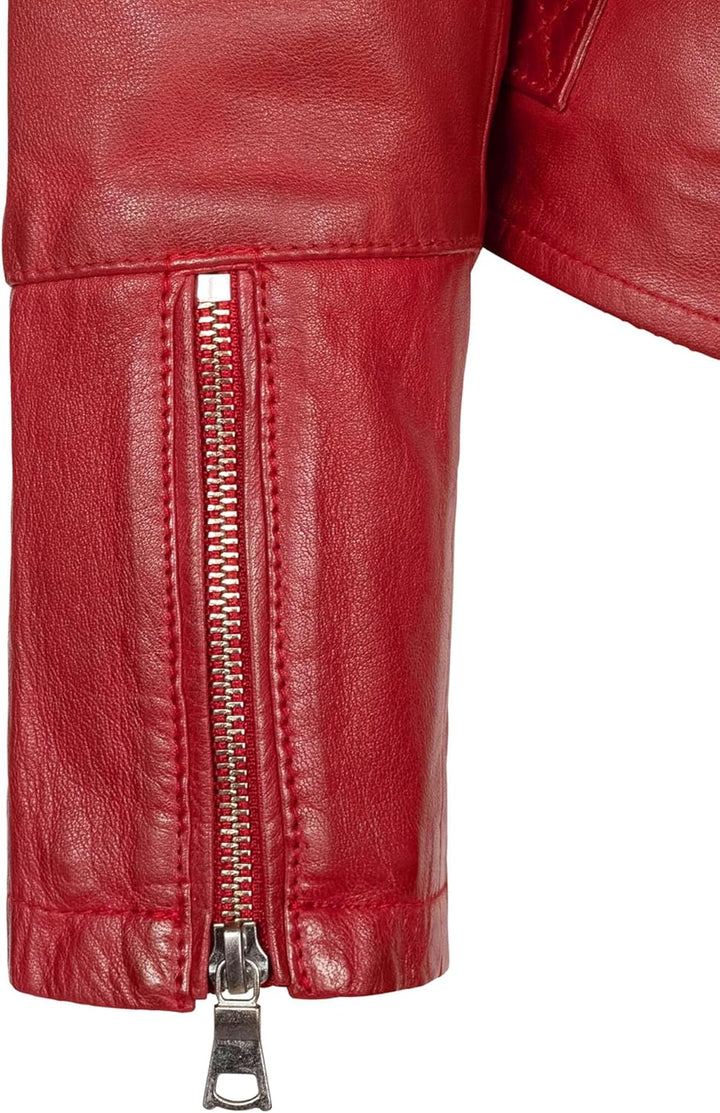 Rock Creek Damen Lederjacke echt Leder Jacke D-490 XS Feuerrot, XS Feuerrot