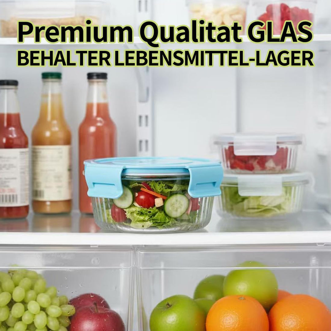 370ml Klein Runde Glasbehälter Mit Deckel Und Löffel, 12oz Runde Klein Meal Prep Gläser für Büro, Sc