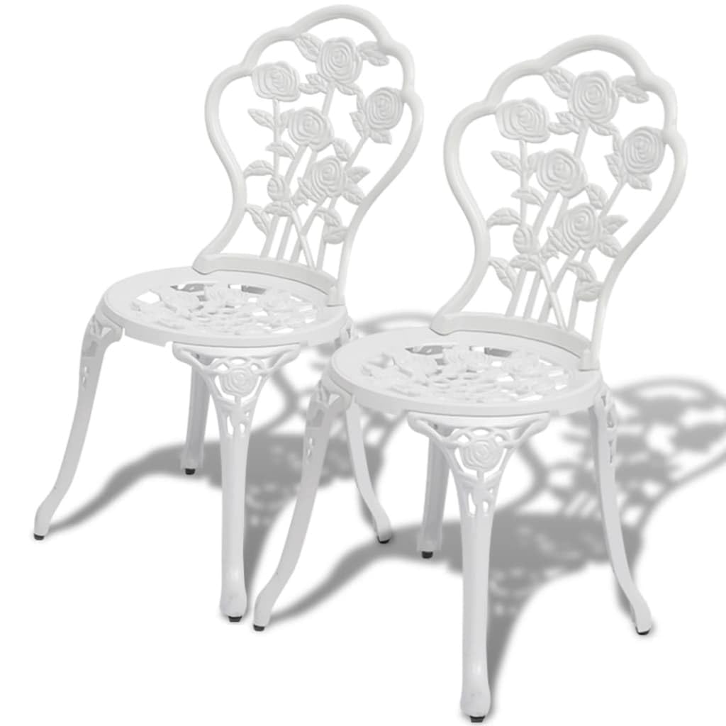 vidaXL Bistrostühle Stuhlset Gartenstuhl 2 STK. 41x49x81,5 cm Aluminiumguss Weiss, Weiss