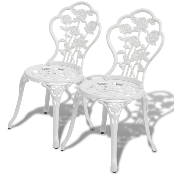 vidaXL Bistrostühle Stuhlset Gartenstuhl 2 STK. 41x49x81,5 cm Aluminiumguss Weiss, Weiss