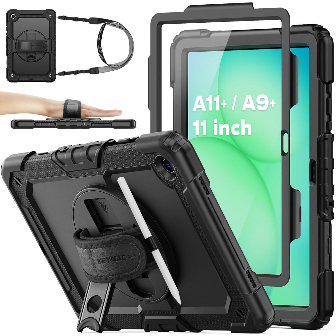 SEYMAC stock Hülle für Samsung Galaxy Tab A9 Plus/ A9+ 11 Zoll, Stossfeste Hülle mit Displayschutz,