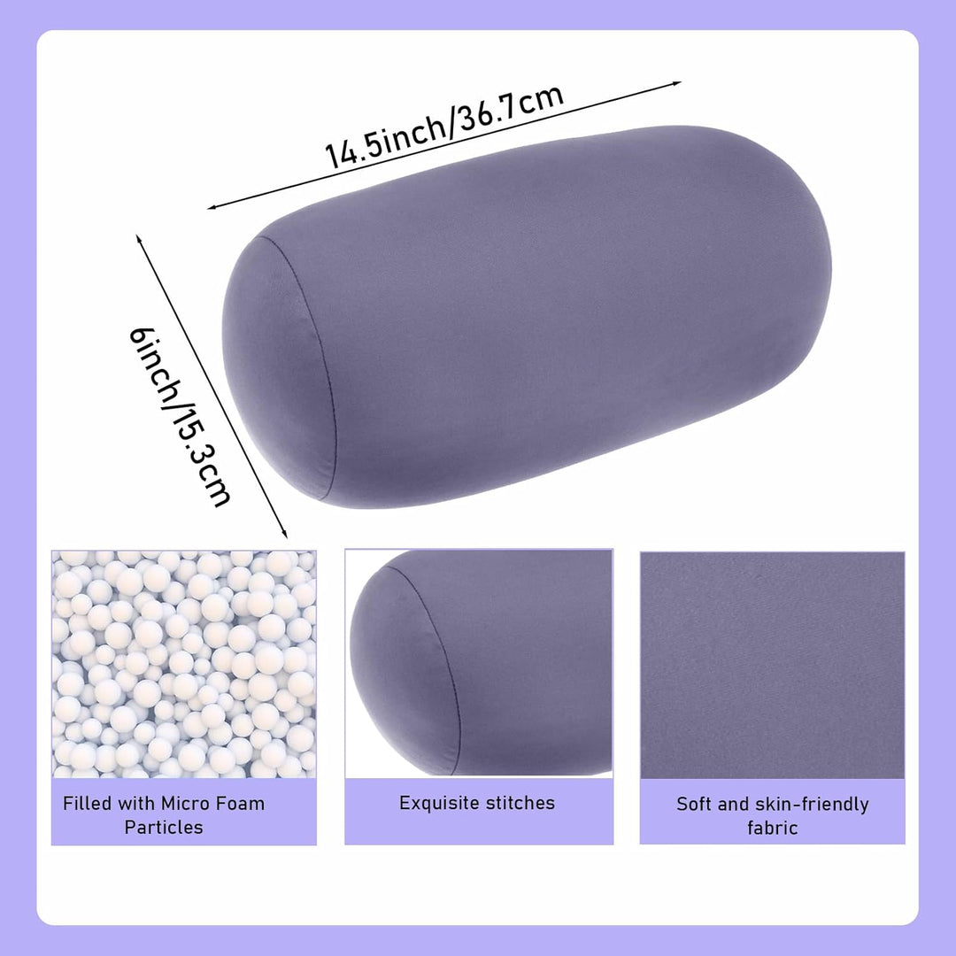 2 Stück Mikroperlen Nackenrollen 37 x 16 cm, Weiches Zylinderkissen für Nacken Kopf Rücken Unterstüt
