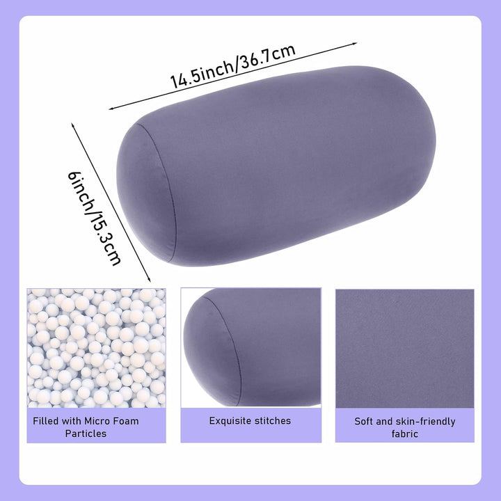 2 Stück Mikroperlen Nackenrollen 37 x 16 cm, Weiches Zylinderkissen für Nacken Kopf Rücken Unterstüt