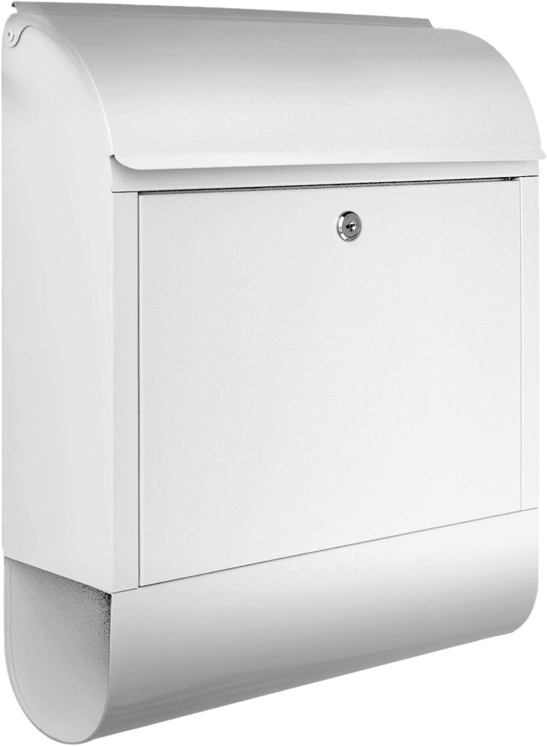 banjado Design Briefkasten Stahl weiss mit Zeitungsfach - Briefkasten 39x47x13cm gross mit 2 Schlüss