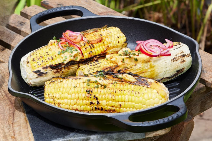 Le Creuset Signature Hohe runde Grillpfanne aus Gusseisen, für alle Herdarten und Backöfen, 25 cm, S
