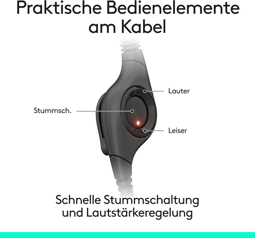Logitech H390 kabelgebundenes Headset für PC/Notebook, Stereo-Kopfhörer mit Mikrofon mit Geräuschunt