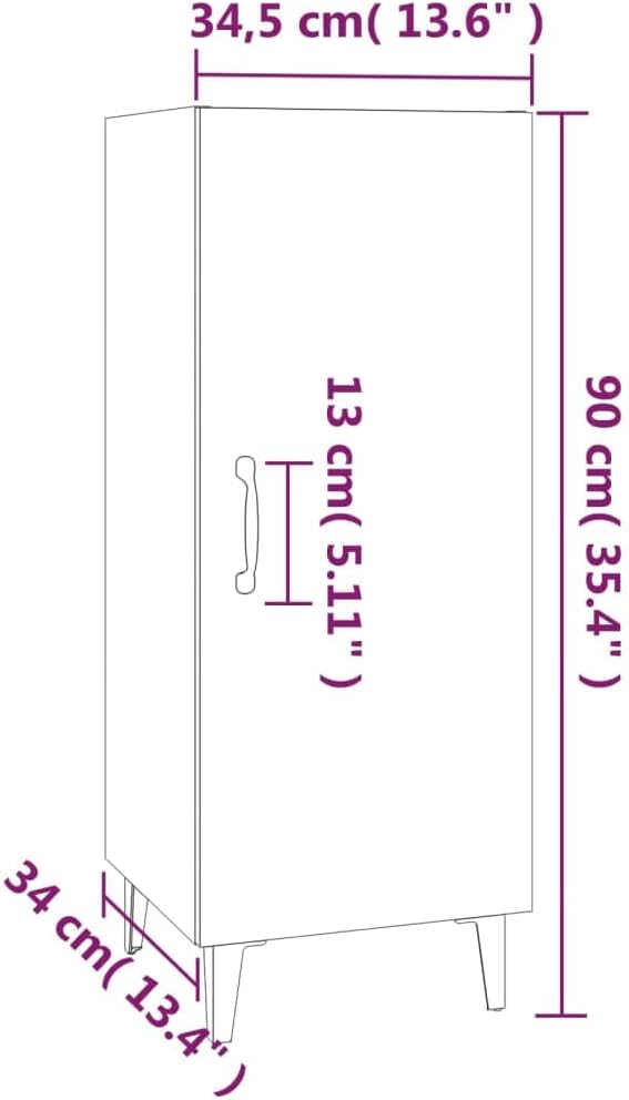 Sideboard Betongrau 34,5x34x90 cm Buffet Schrank Klein Kleine Kommode Kommoden & Sideboards Flur Kom