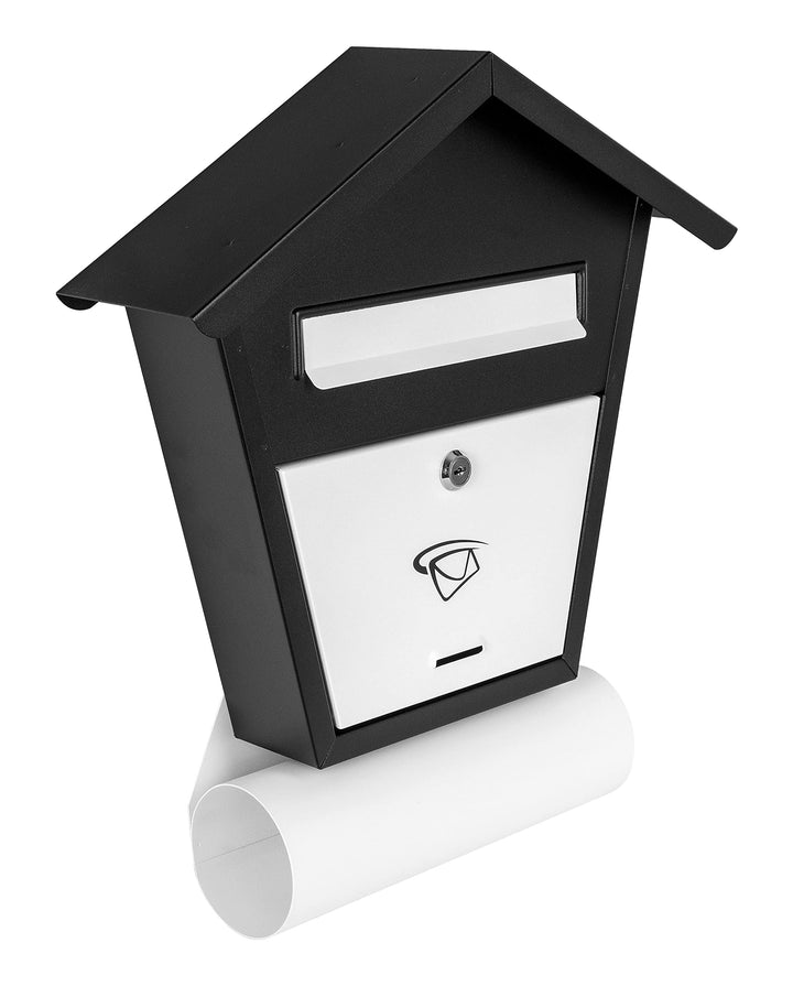ADGO Modern Black &amp; White Edition Stylisch Briefkasten 450 x 400 x 70 mm Wandmontiert Wasserdicht Ve