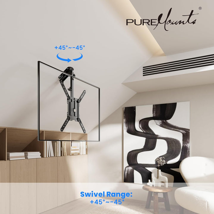 PureMounts TV Deckenhalterung für Fernseher, geeignet für 23-55 Zoll, klappbar, höhenverstellbar, sc