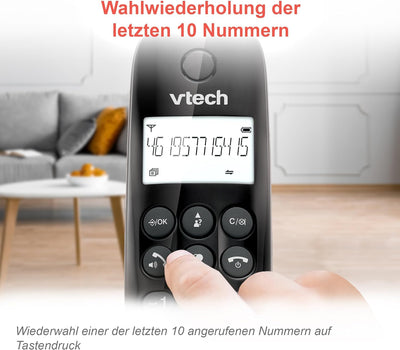 VTech CS1450 DECT Schnurloses Telefon mit Anrufbeantworter, Freisprecheinrichtung, Anrufersperre, An