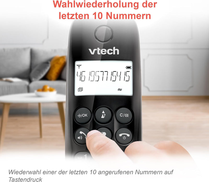 VTech CS1450 DECT Schnurloses Telefon mit Anrufbeantworter, Freisprecheinrichtung, Anrufersperre, An