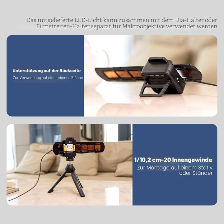 JJC ES-2 Film-Digitalisierungsadapter mit 6500 K USB-LED-Beleuchtungsset, Negativfilm-Kopierscanner