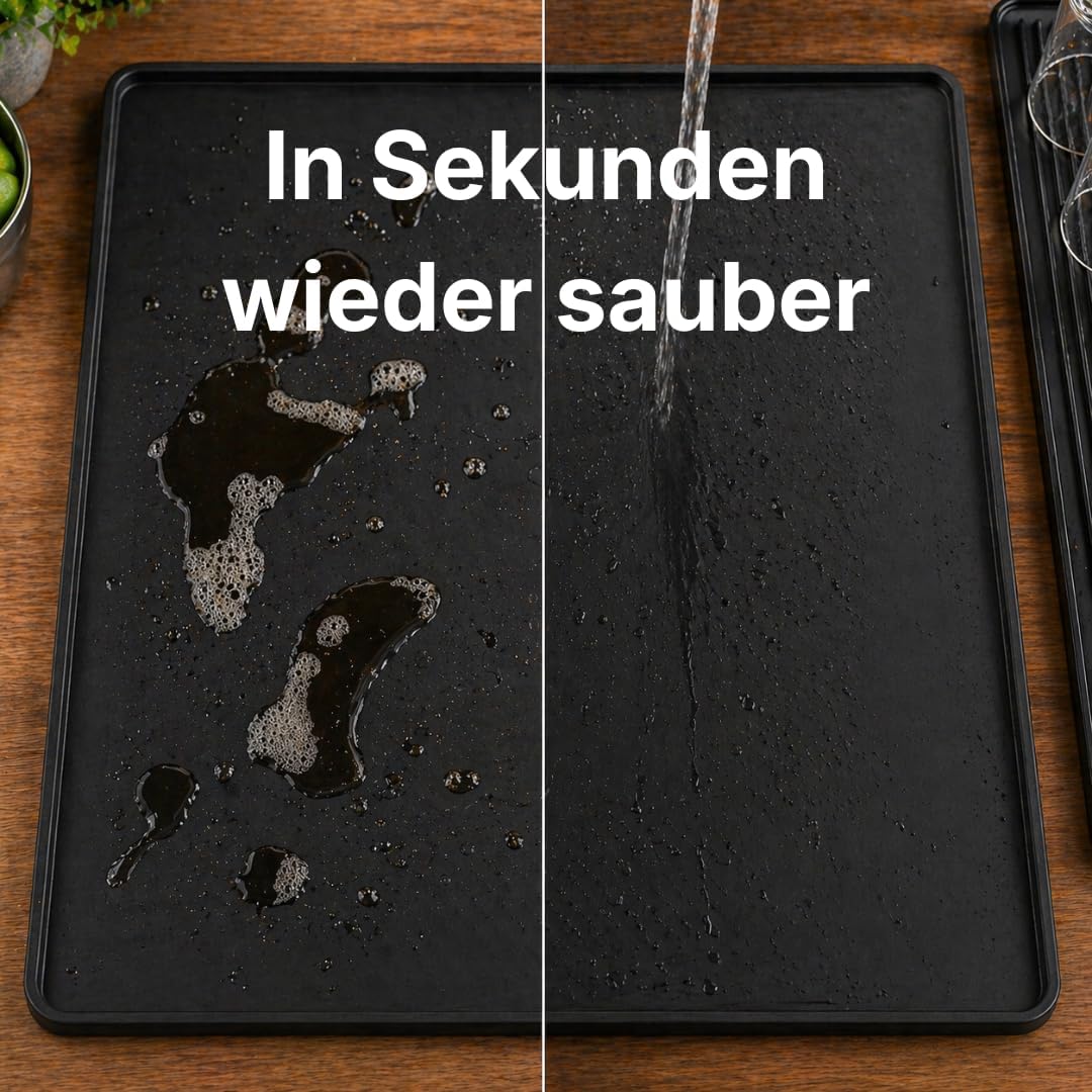 Silikon Matte für Bierzapfanlage 2er Set Schwarz 60 x 40 cm und 40 x 20 cm, rutschfeste Bar Unterlag