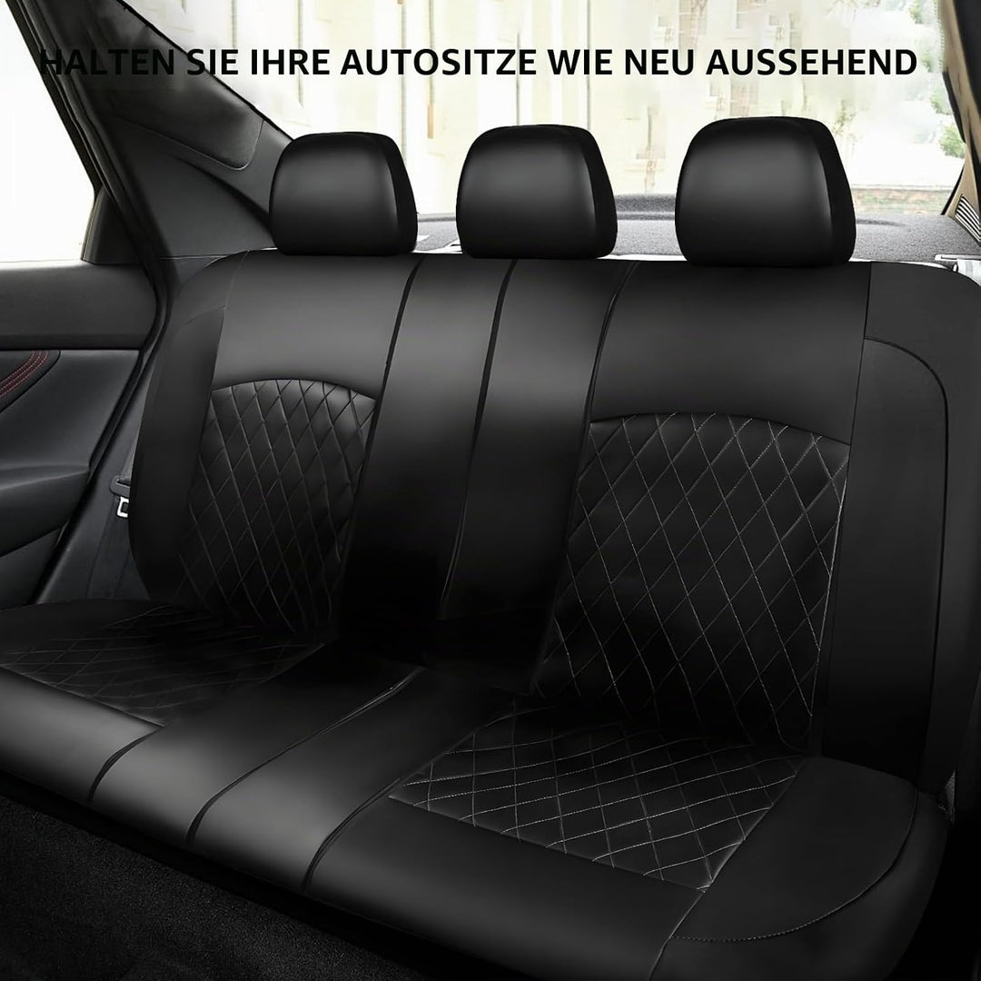 9 Stück Leder Autositzbezüge Sets,Wasserdichtes Sitzbezüge Auto Komplettset,Wasserdicht Vordersitze