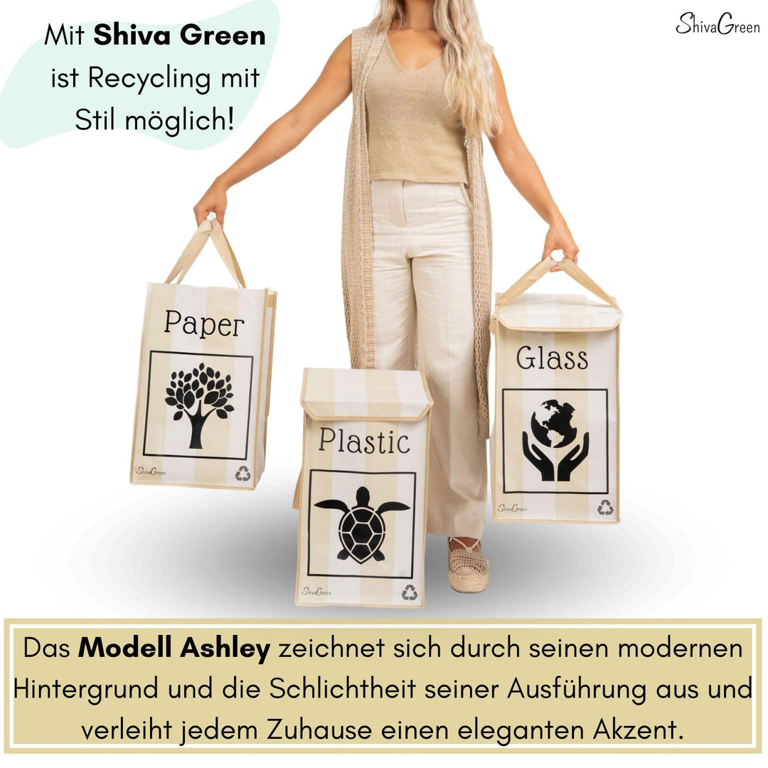 Shiva Green Mulltrennsystem 3fach - Altglas Sammelbehälter - Recycling System - Leergut Sammelbehält