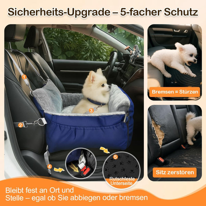 3-in-1 Hundesitz fürs Auto &amp; Reisebett für kleine Hunde – Tragbarer Autositz mit erweiterbarer Liege