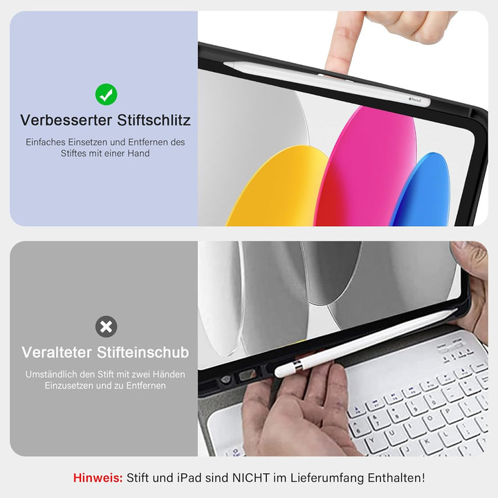 CC Store Hülle mit Tastatur für iPad A16 11 Generation 2025/10 Generation 2022 (11/10.9 Zoll), Magne