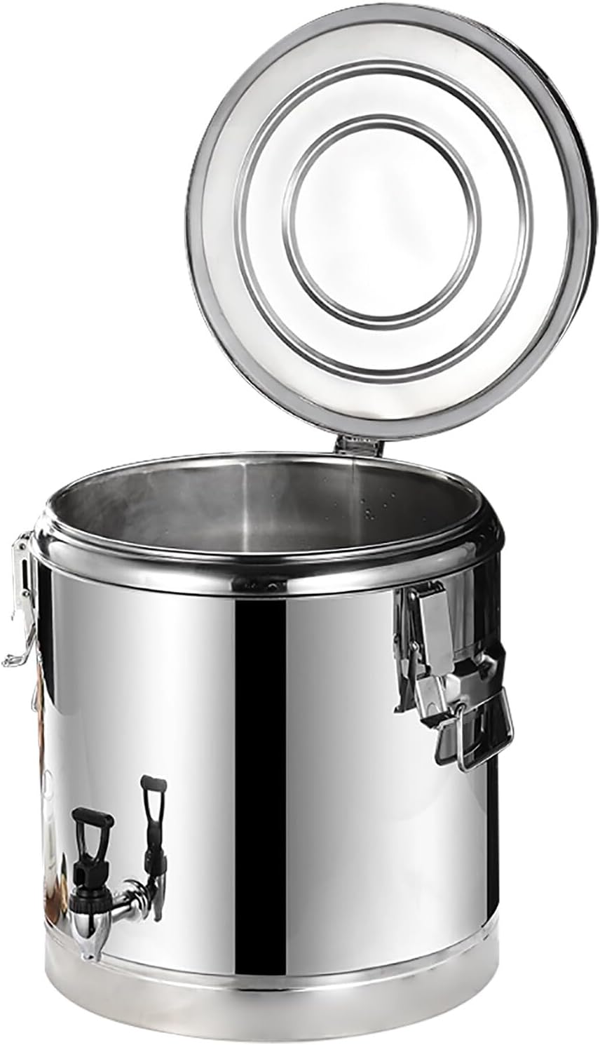 40L Edelstahl Isolationseimer mit Wasserhahn, Profi Warmhaltebehälter mit Deckel, Gastro Transportbe
