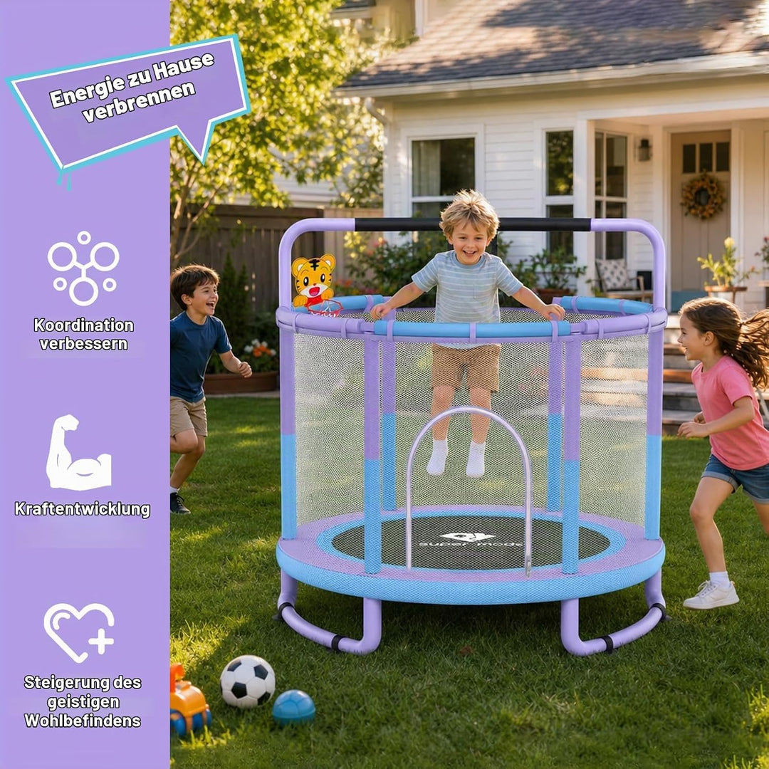 Indoor &amp; Outdoor Trampolin with Net for Kinder Ø 140 cm, 55 | Kinder Trampolin with Adjustable Gymna