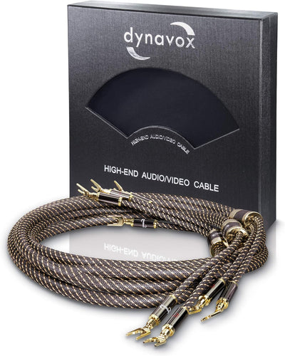 Dynavox Black Line Lautspecherkabel, Paar, Flexibles Premium High-End-Kabel mit hochwertigen Bananen