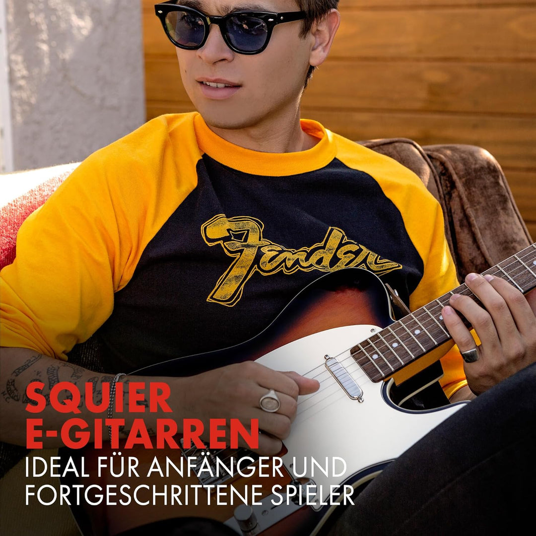 Squier by Fender Sonic Mustang® HH E-Gitarre, Griffbrett aus Ahorn, weisses Schlagbrett, Flash Pink