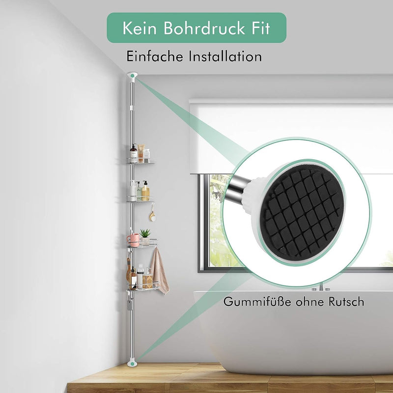 Greensen Duschregal Teleskop, Teleskopregal Bad Eckregal Edelstahl Regal Fuer Bad Dusch Teleskopstan