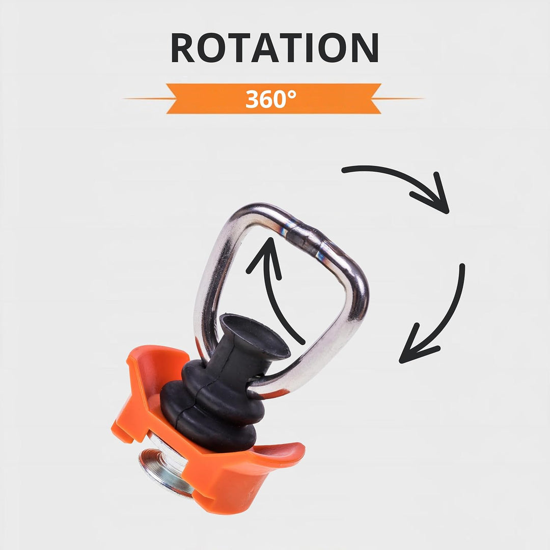 4 oder 10 Stück Airline Fitting (Silber/Orange) - Airlineschiene Zurröse mit Ring 1000 kg Tragfähigk