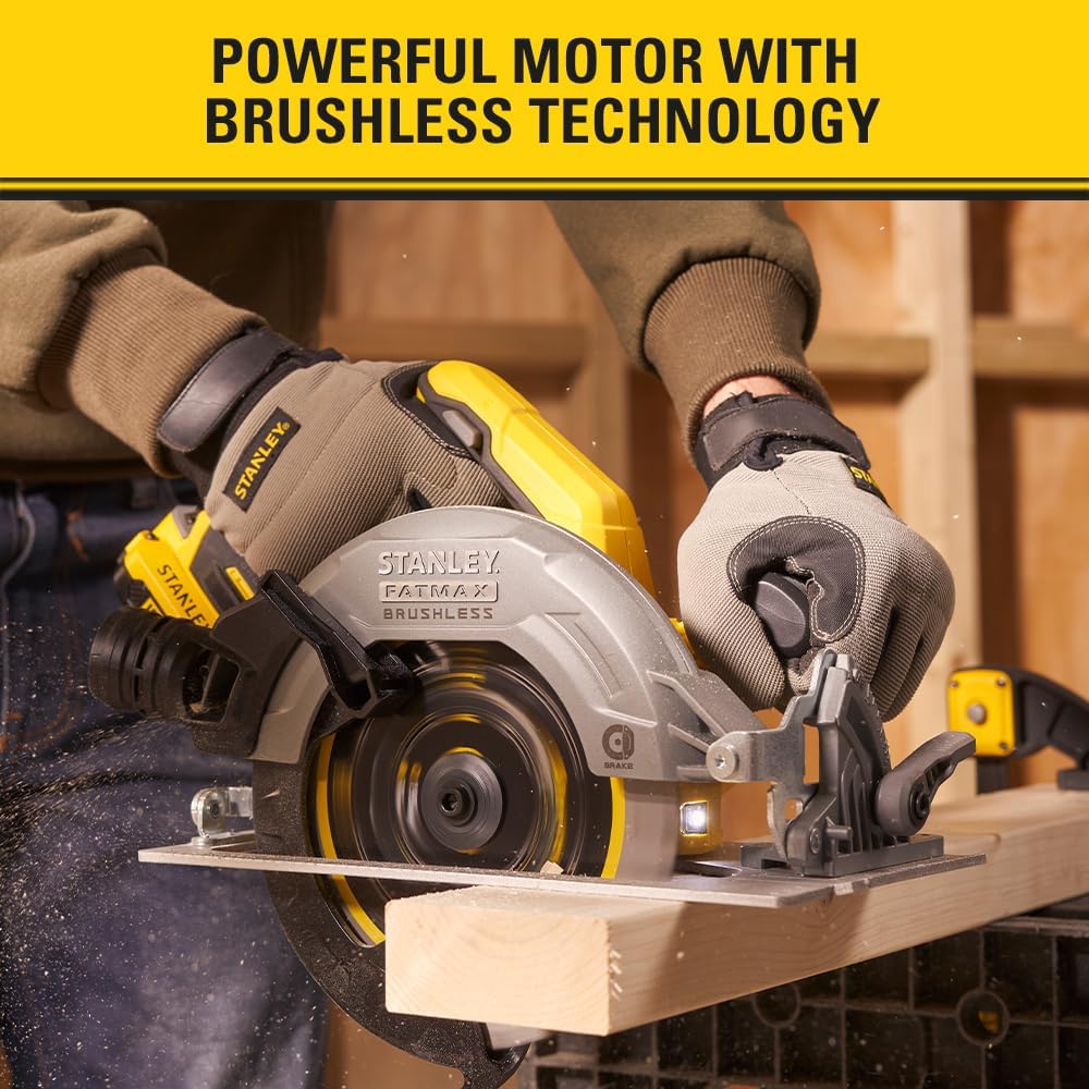Stanley FatMax V20 Akku-Handkreissäge SFMCS550B (18V, bürstenlos, werkzeuglose Schnitttiefen- und Wi