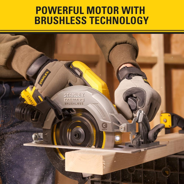 Stanley FatMax V20 Akku-Handkreissäge SFMCS550B (18V, bürstenlos, werkzeuglose Schnitttiefen- und Wi
