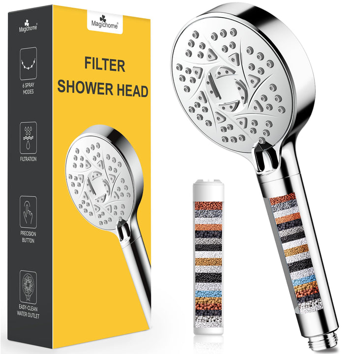 Duschkopf mit Filter 20-stufiger Filtration, 6 Strahlarten Duschkopf Wassersparende Universelle Hoch