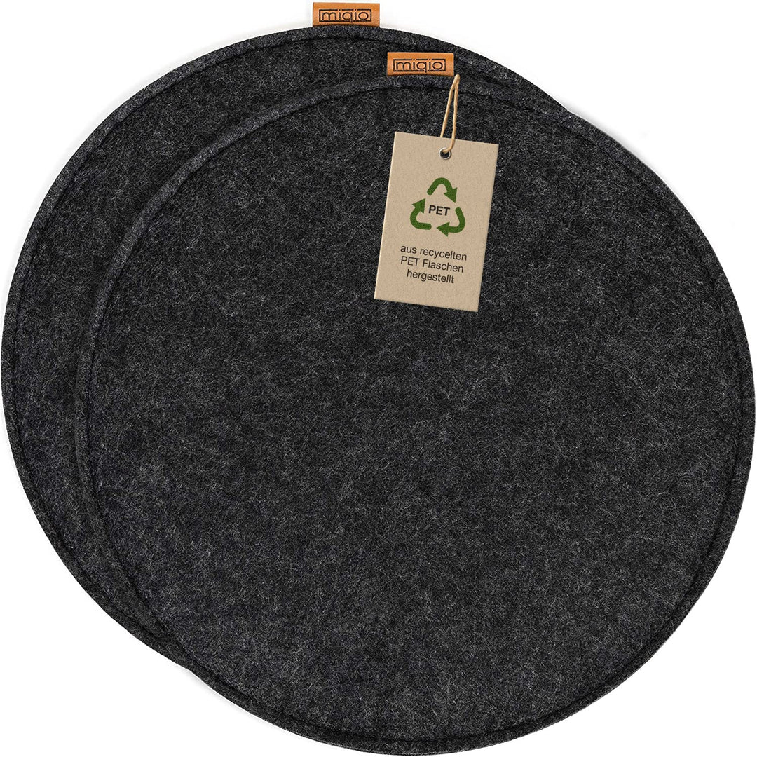 Miqio Design Filz Sitzkissen Rund mit Antirutschnoppen | 35cm | 2er-Set | Indoor und Outdoor | Nachh