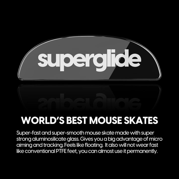 Superglide – Schnellste und glatteste Mausfüsse/Skates aus ultrastarkem, makellosem Glas, superschne