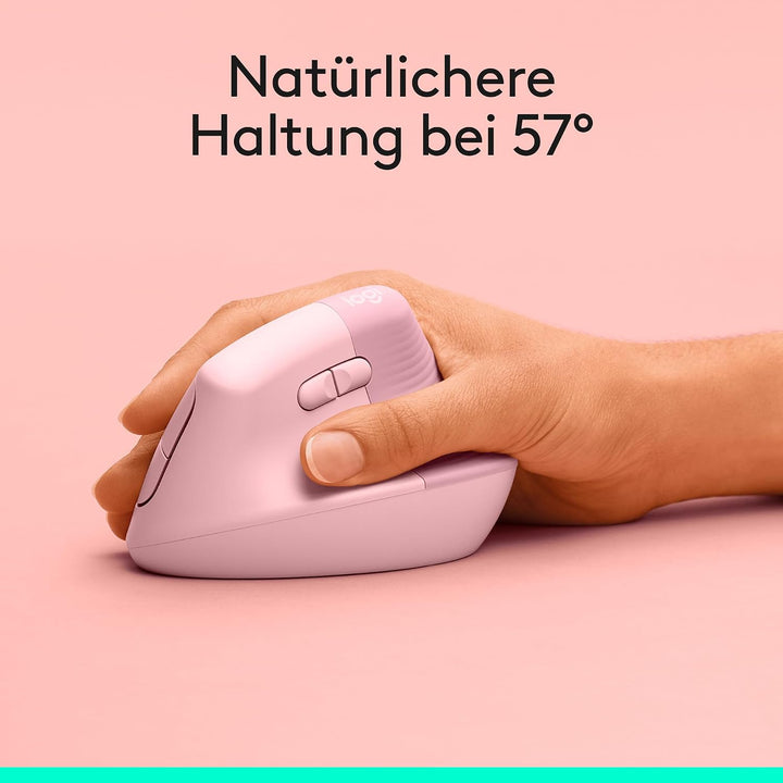 Logitech Lift Vertikale Ergonomische Maus, Kabellos, Bluetooth oder Logi Bolt USB-Empfänger, Leise K