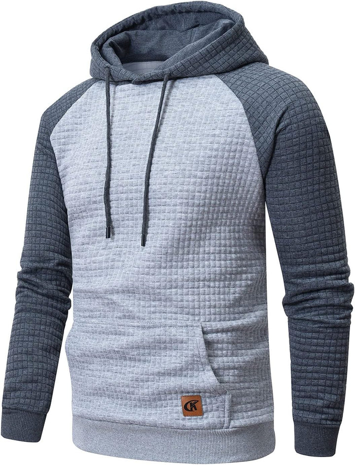 YuKaiChen Herren Kapuzenpullover Casual Langarm Karierten Kordelzug Jacquard Hooded Sweat mit Fleece