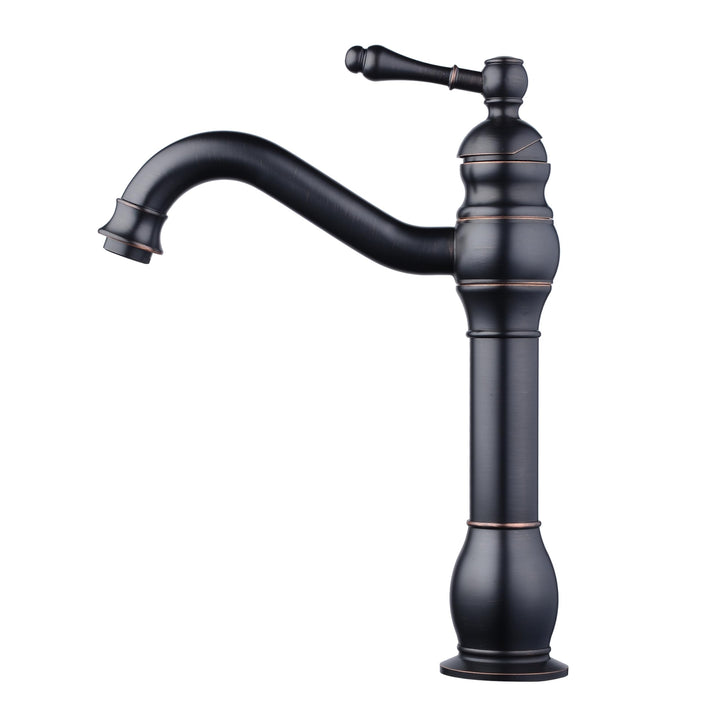 Badezimmer Waschbecken Mischer Hahn, reiner Kupfer Griff Einzel Loch Retro Badezimmer Hahn (Schwarz)