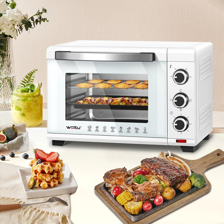 WOLTU Mini Backofen 25 Liter, 1400 Watt Toasterofen | Pizzaofen | Krümelblech mit Timer Minibackofen