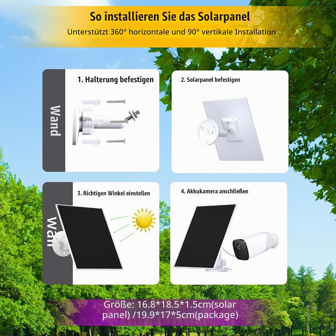 Solarpanel für eufy Kamera,5V 5W Solar Panel für eufyCam 2/2 Pro/2C/2C Pro/3/3C/E/E20/E40/L20/L40/S3