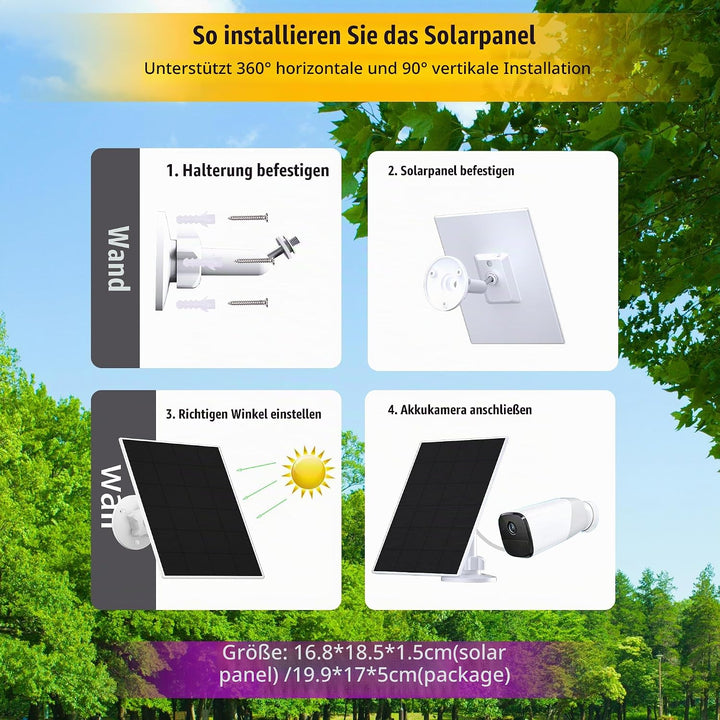 Solarpanel für eufy Kamera,5V 5W Solar Panel für eufyCam 2/2 Pro/2C/2C Pro/3/3C/E/E20/E40/L20/L40/S3