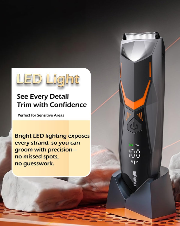 ENSSU Elektrischer intimrasierer mann, Type-C wiederaufladbar, Rasierer herren intimbereich mit LED-