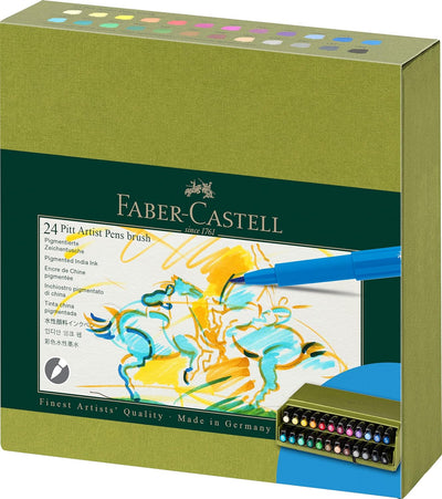 Faber-Castell 167191 - Tuschestifte Pitt Artist Pen Brush, 24er Atelierbox, Pinselstifte Set, 24er A