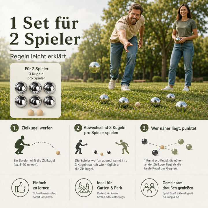 Homewit Personalisierte Boule Set, 6 Metall Kugeln mit Gravur, Boccia &amp; Petanque Outdoor Spiel mit T