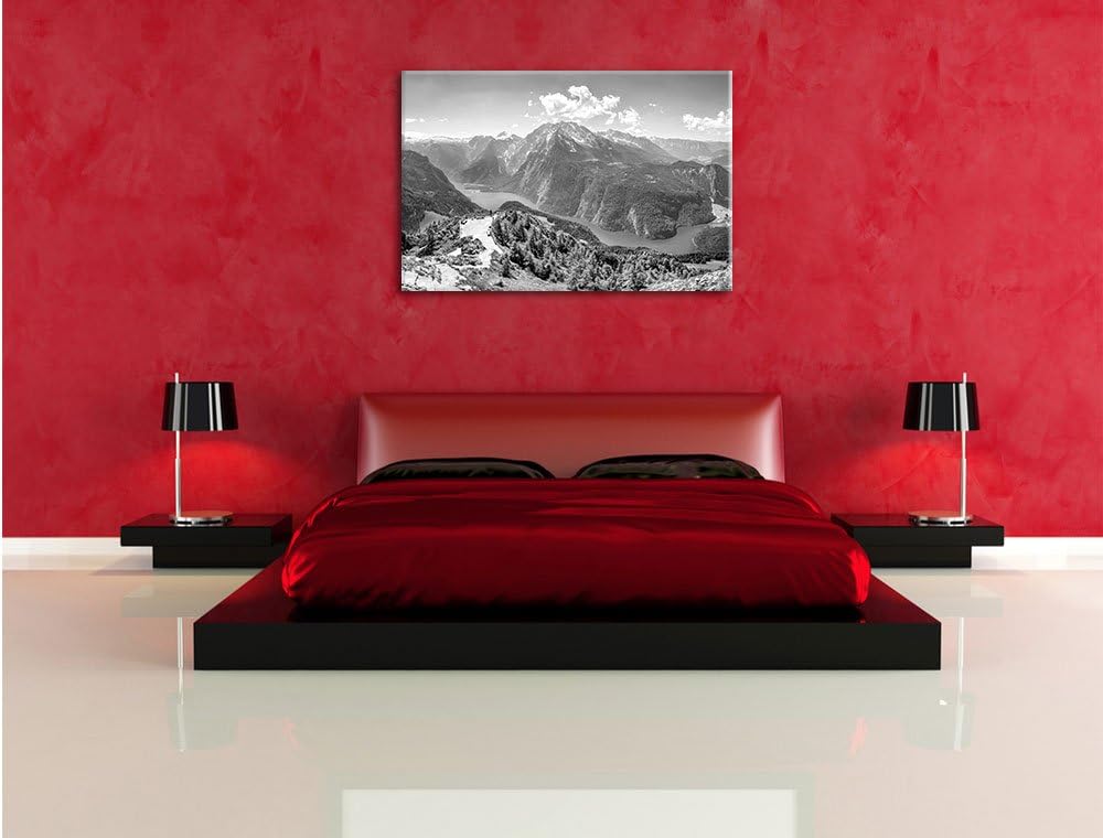 Pixxprint Königssee in Bayern als Leinwandbild/Grösse: 100x70 / Wandbild/Kunstdruck/fertig bespannt,